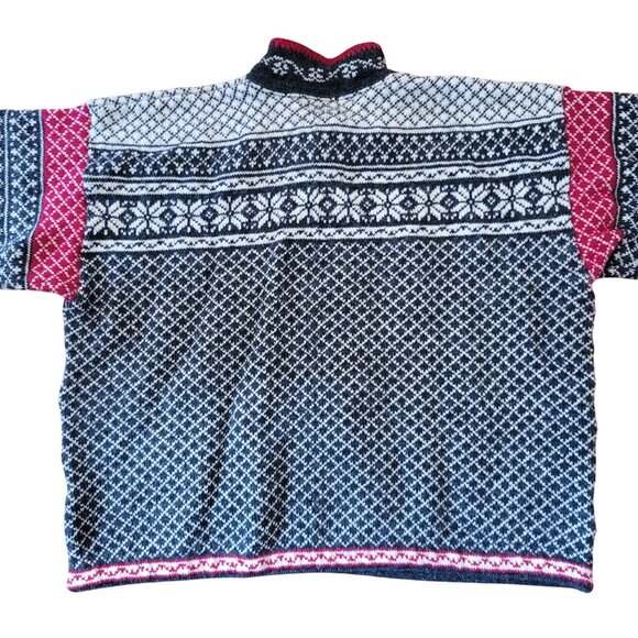 Alps XL Wool Nordic Sweater Metal Buttons Black White Gray Red Y2K 90s - Picture 7 of 8